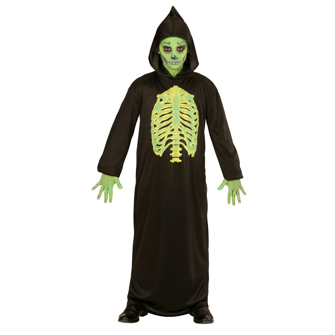 Op deze afbeelding zie je een Kostuums, van het merk Widmann. Giftige Magere Hein Biohazard Jongen Kostuum