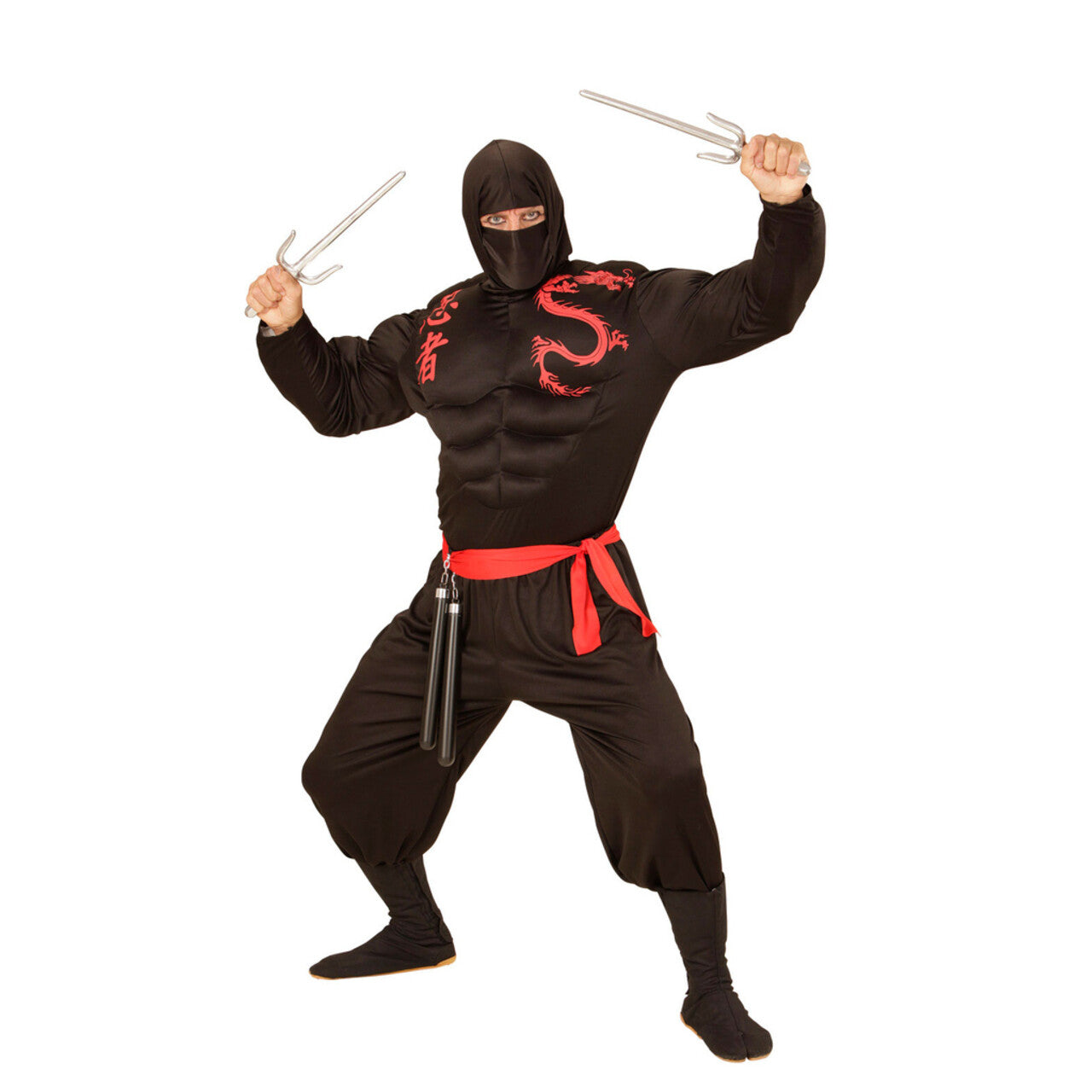 Op deze afbeelding zie je een Kostuums, van het merk Widmann. Black Super Ninja Kostuum