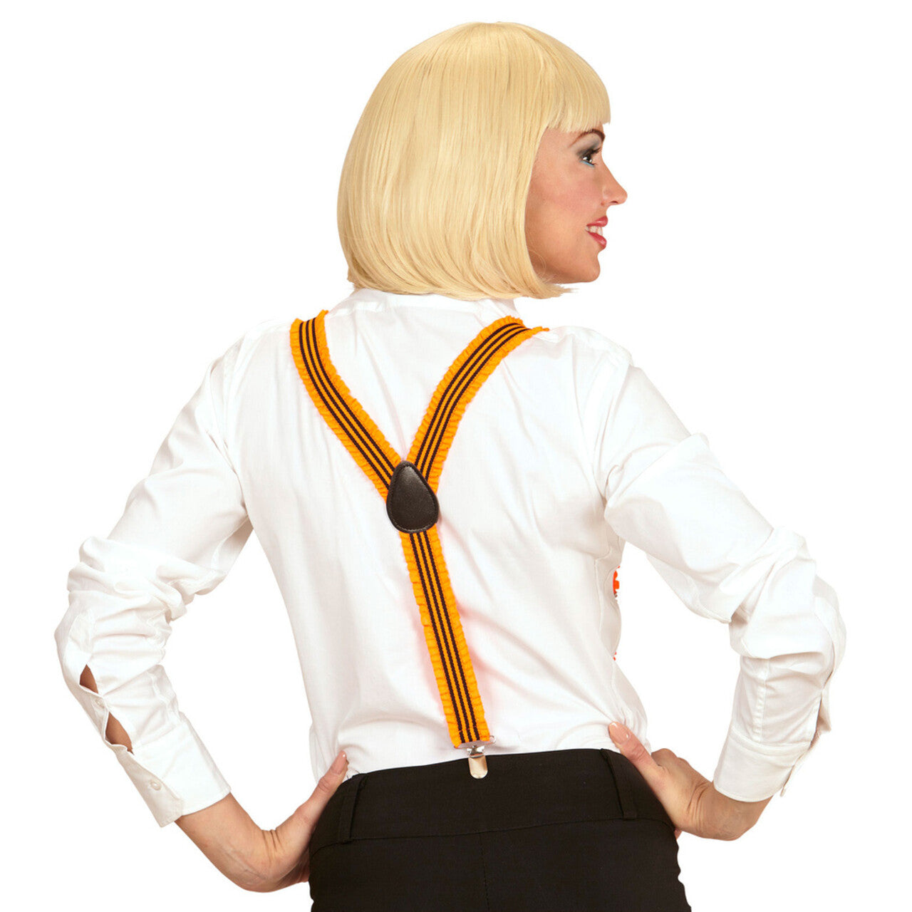 Op deze afbeelding zie je een Accessoires, van het merk Widmann. Raderboot Bretels Oranje Met Plooien