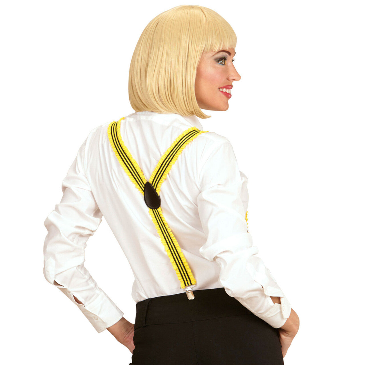 Op deze afbeelding zie je een Accessoires, van het merk Widmann. Raderboot Bretels Geel Met Plooien