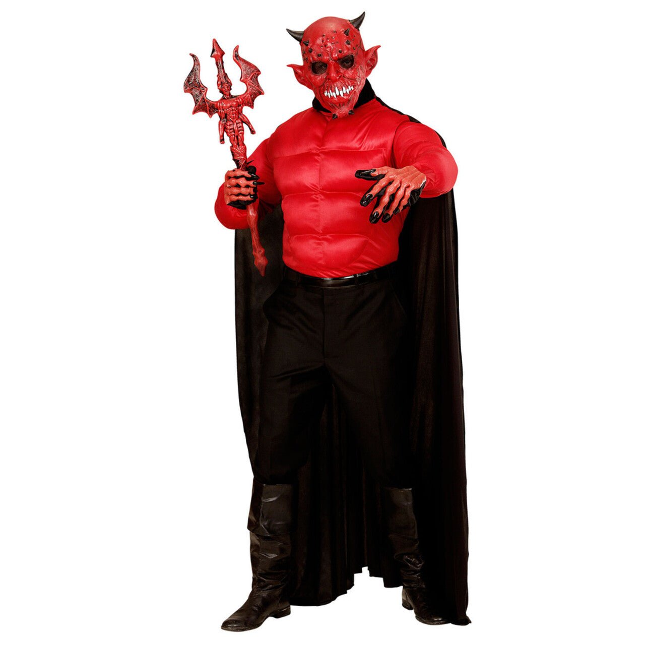 Op deze afbeelding zie je een Kostuums, van het merk Widmann. Super Duivel Red Devil Kostuum