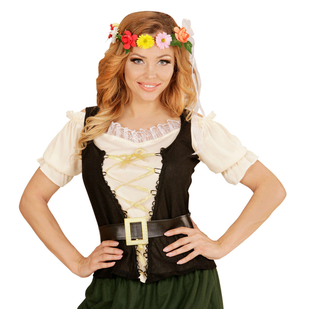 Op deze afbeelding zie je een Accessoires, van het merk Widmann. Flower Girl Bloemenkroon Met Lint