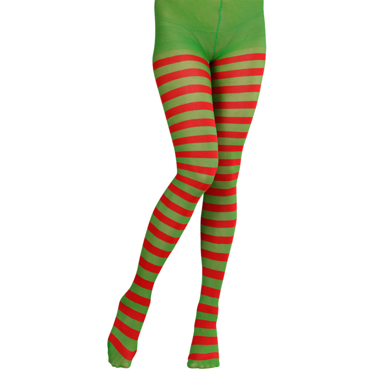 Op deze afbeelding zie je een Accessoires, van het merk Widmann. Kerstmis Panty, Rood / Groen Gestreept