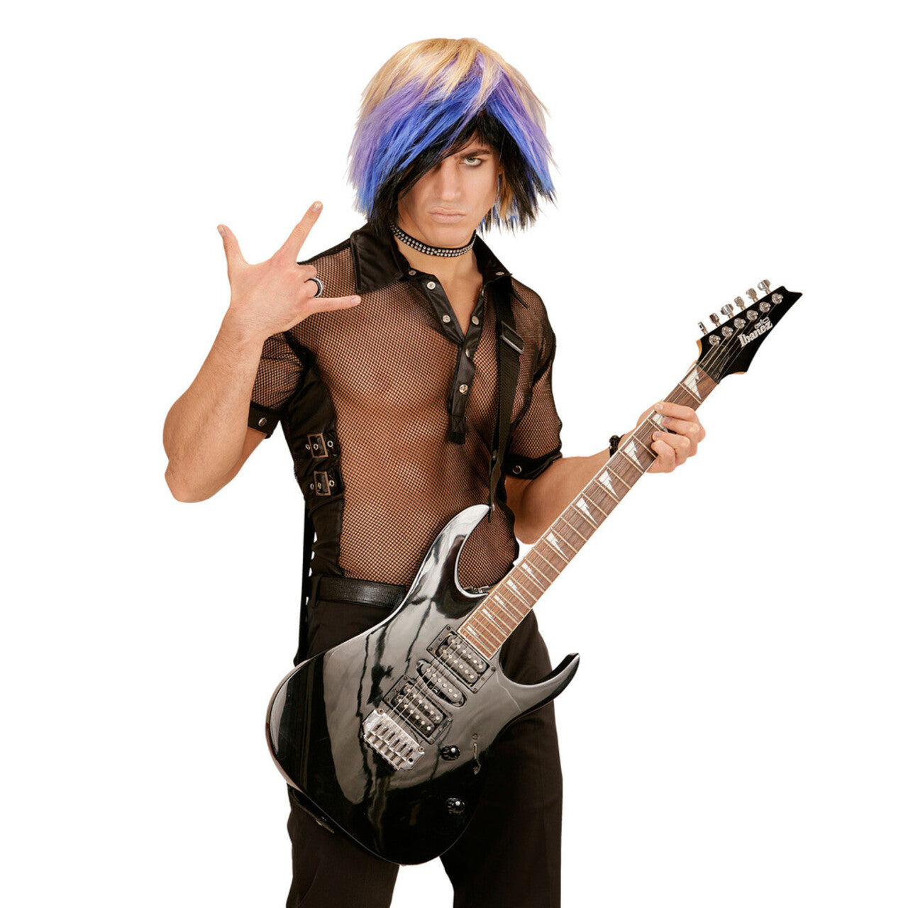 Op deze afbeelding zie je een Accessoires, van het merk Widmann. 80s Pruik, Emo Man