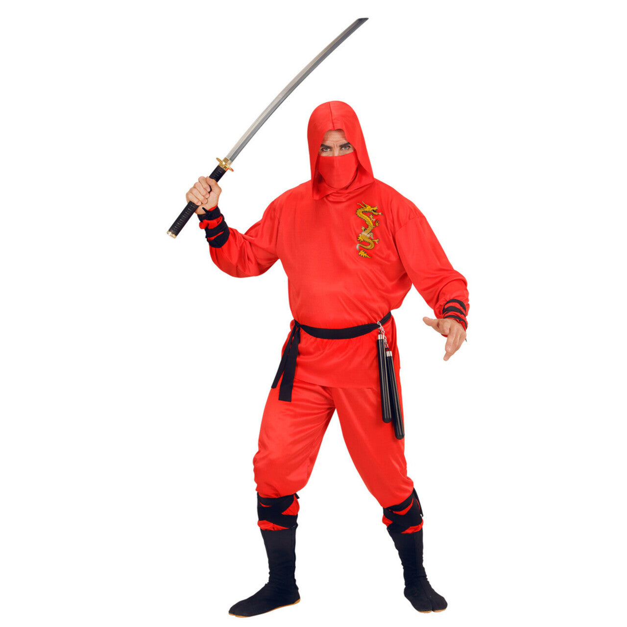 Op deze afbeelding zie je een Kostuums, van het merk Widmann. Japanse Ninja Rode Draak Kostuum
