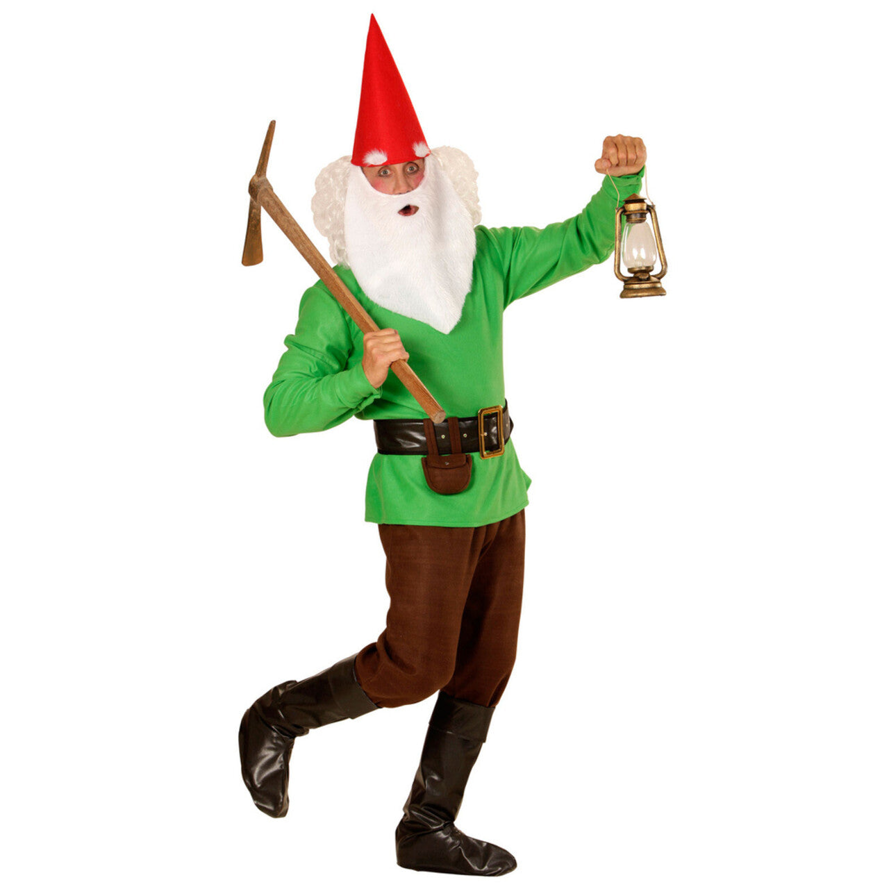 Op deze afbeelding zie je een Kostuums, van het merk Widmann. Tuin Kabouter Groen Man Kostuum