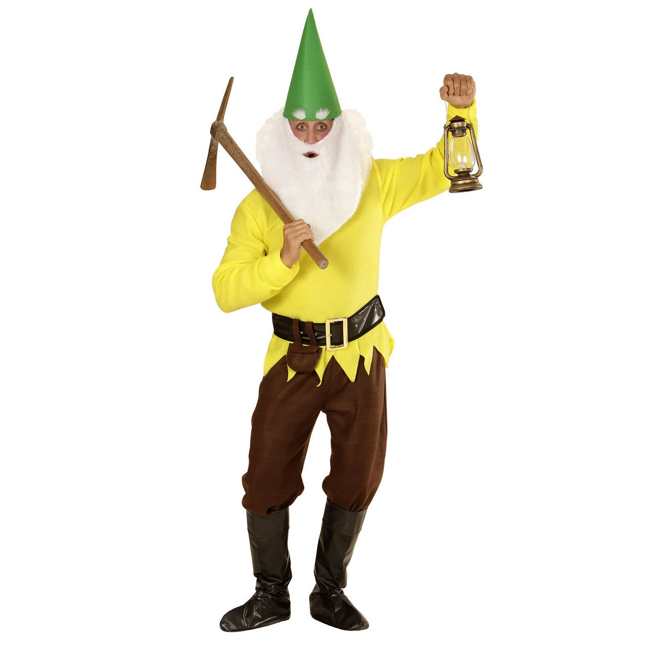 Op deze afbeelding zie je een Kostuums, van het merk Widmann. Tuin Kabouter Geel Man Kostuum