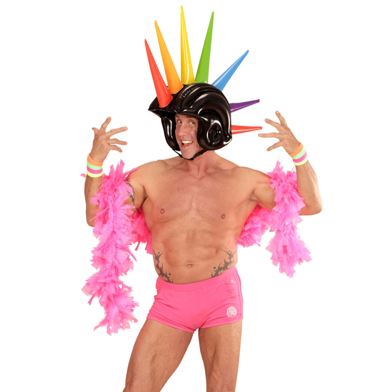 Op deze afbeelding zie je een Accessoires, van het merk Widmann. Fantasie Opblaasbare Meerkleurige Helm
