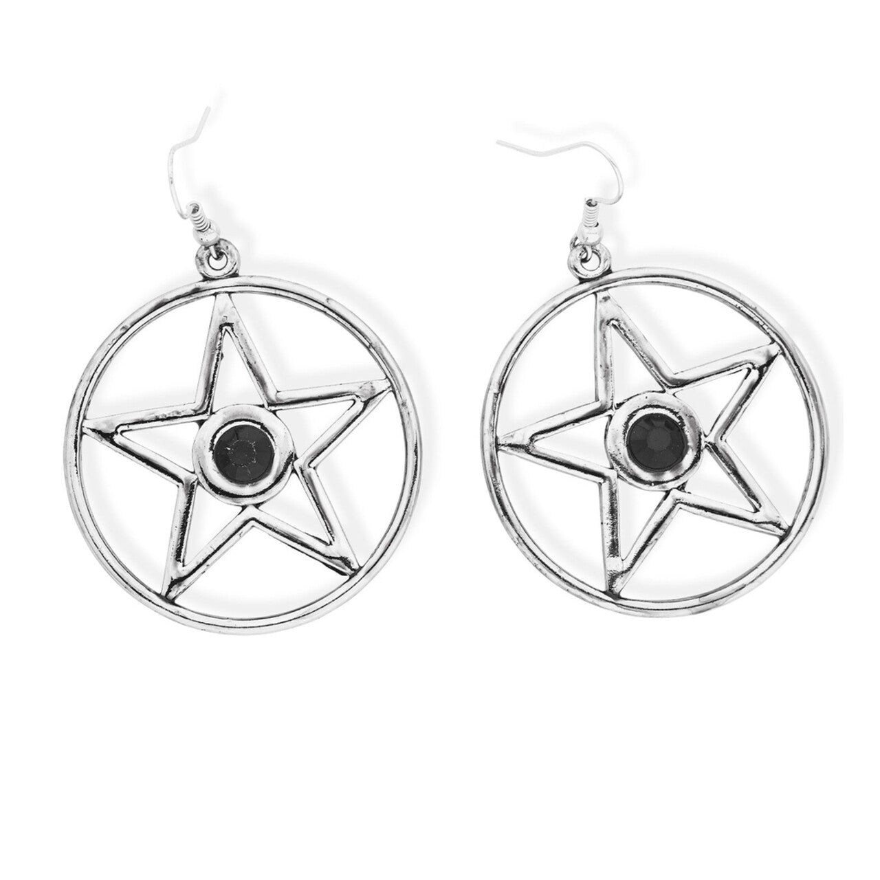 Op deze afbeelding zie je een Accessoires, van het merk Widmann. Pentagram Satanische Oorringen Met Zwarte Steen
