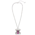 Horror Ketting Zilver Met Paarse Spin, Strass