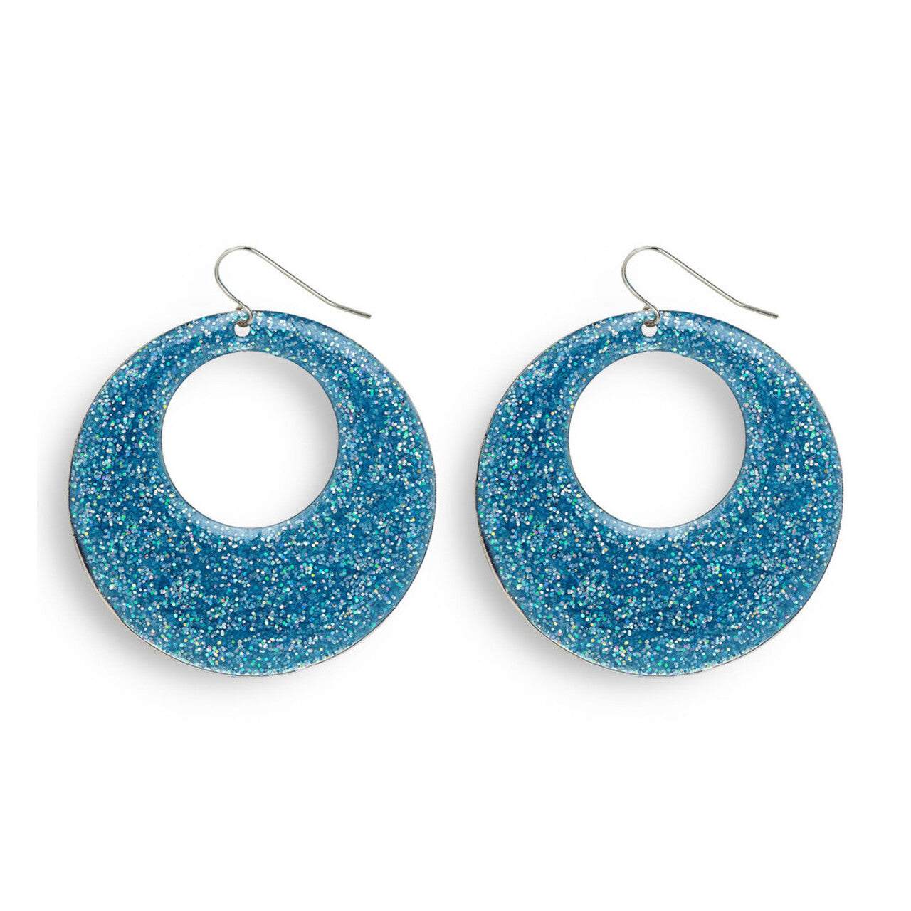 Op deze afbeelding zie je een Accessoires, van het merk Widmann. 70s-80s Azuur Glitter Oorbellen