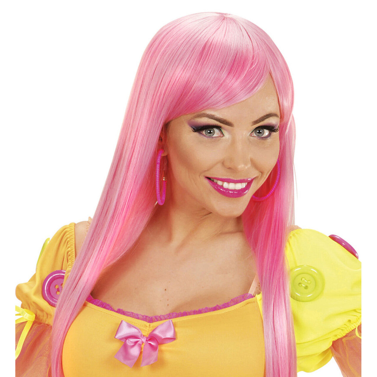 Op deze afbeelding zie je een Accessoires, van het merk Widmann. Rock Chick Oorbellen Neon Roze