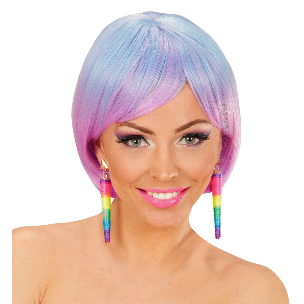 Op deze afbeelding zie je een Accessoires, van het merk Widmann. Rock Chick Oorringen Neon Kegels