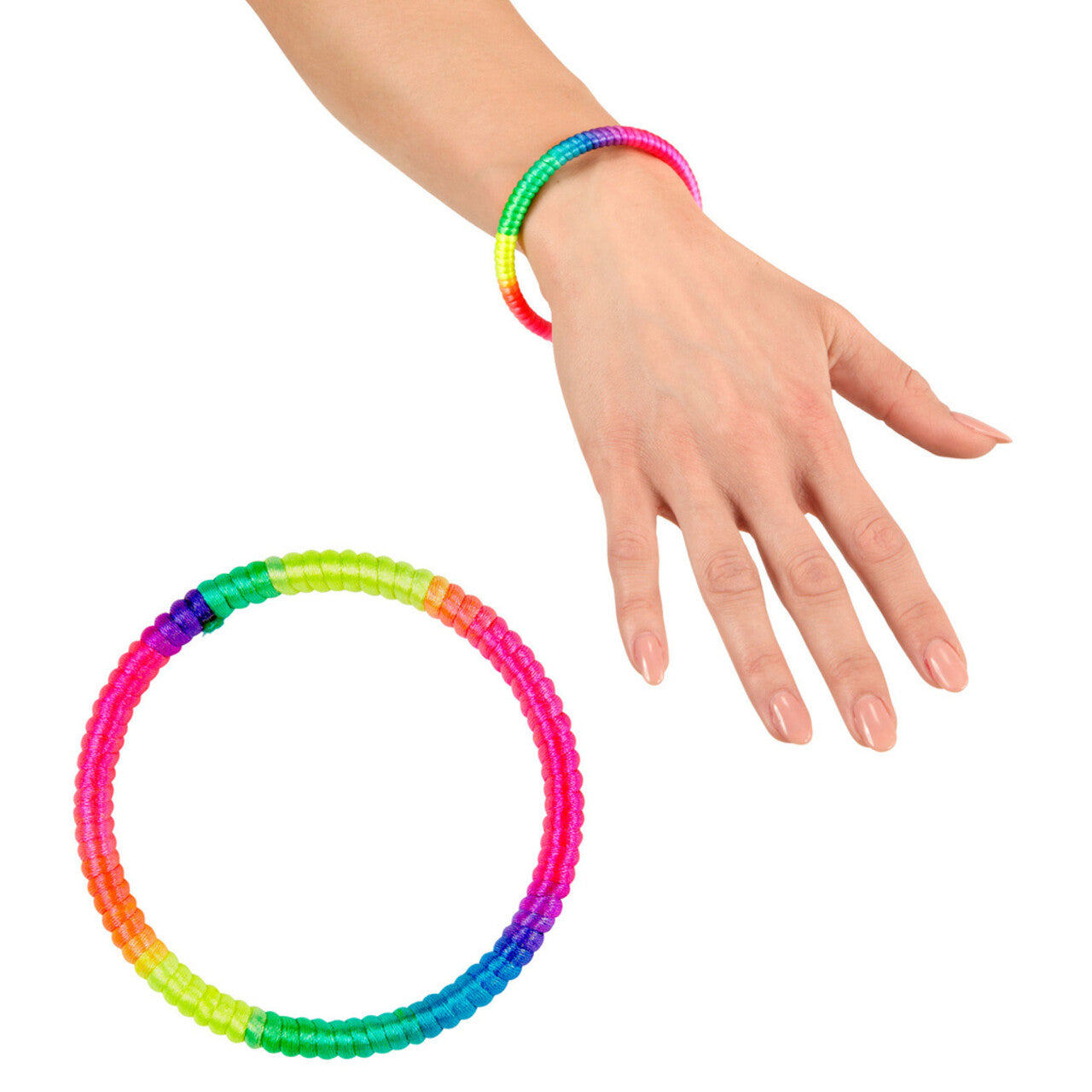 Op deze afbeelding zie je een Accessoires, van het merk Widmann. Rock Chick Armband Neon Multikleuren