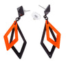 70er Jaren Oorbellen Ruit Neon, Zwart / Oranje
