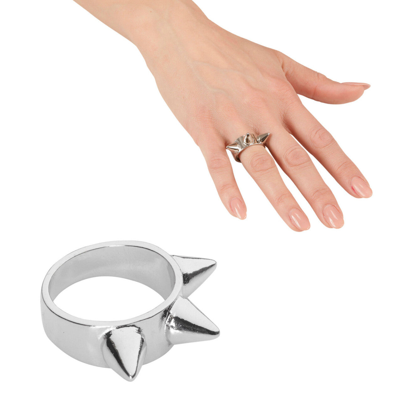 Op deze afbeelding zie je een Accessoires, van het merk Widmann. Punk Ring Zilver Met 3 Nagels