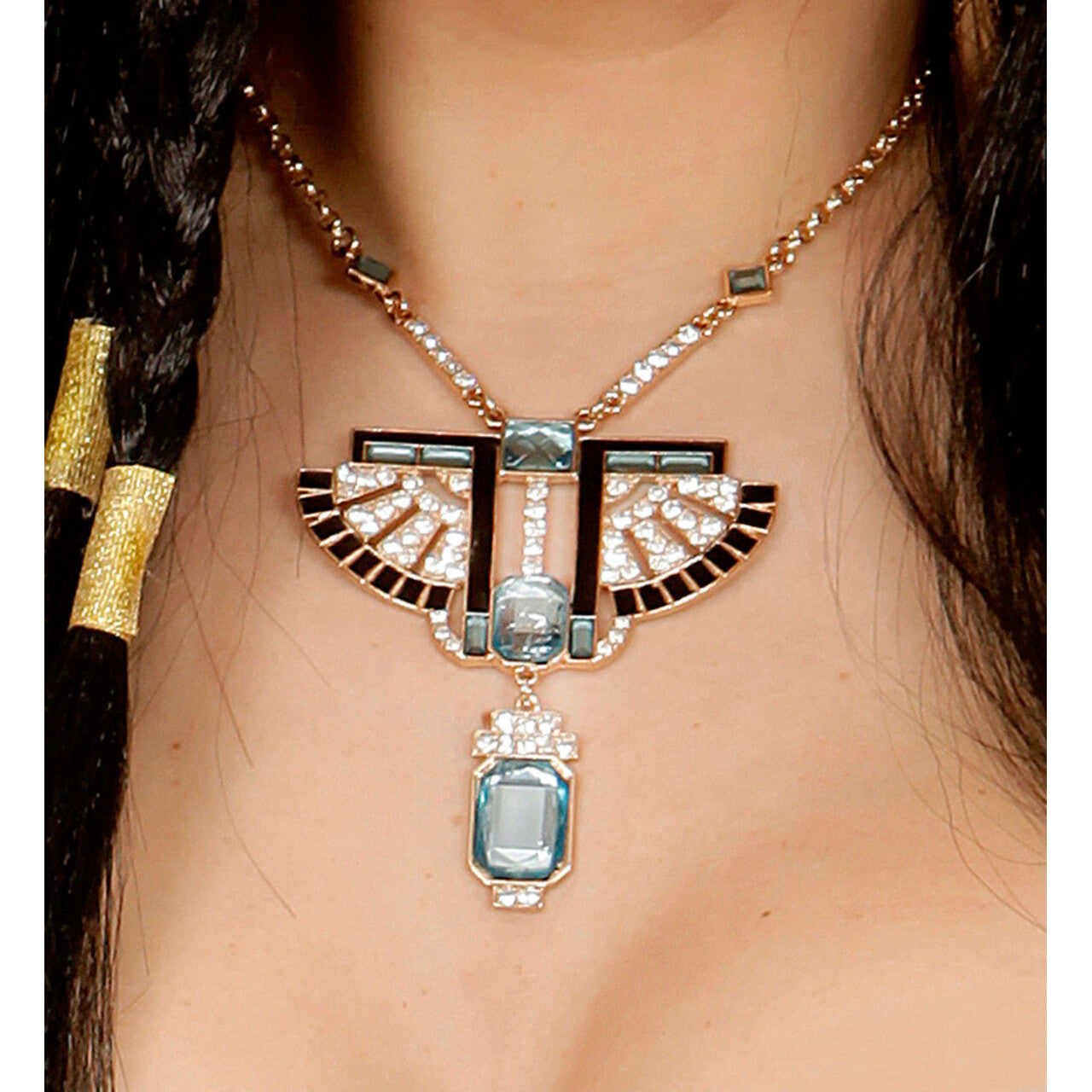 Op deze afbeelding zie je een Accessoires, van het merk Widmann. Egyptische Ketting Goud Farao Met Topaas / Strass Steen
