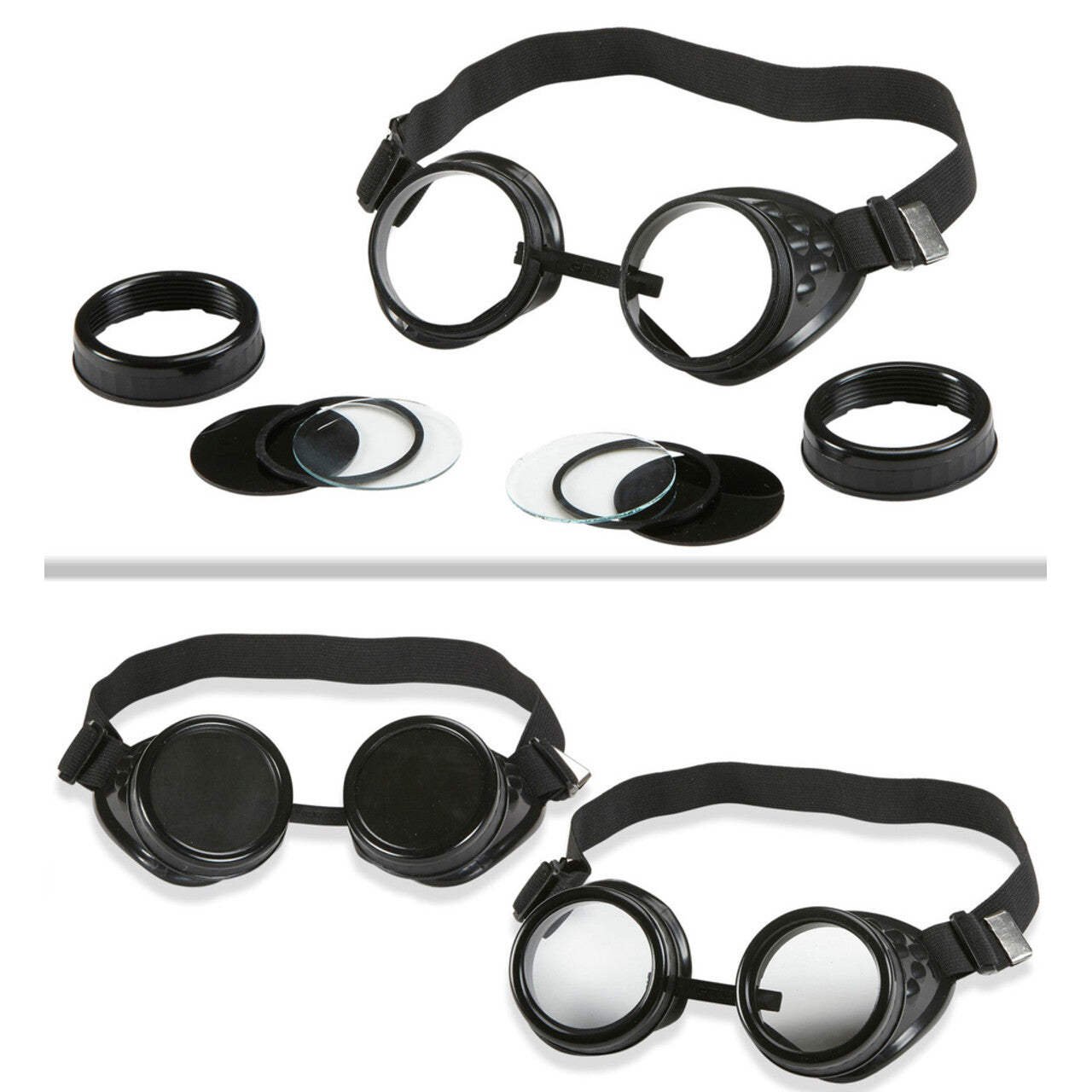 Op deze afbeelding zie je een Accessoires, van het merk Widmann. Dubbeldekker Bril Vliegenier Met Meerdere Lenzen