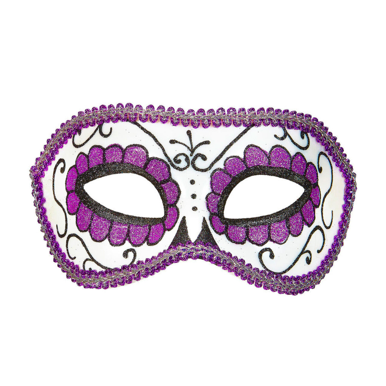 Op deze afbeelding zie je een Accessoires, van het merk Widmann. Mexicaans Oogmasker Dia De Los Muertos Zwart & Paars