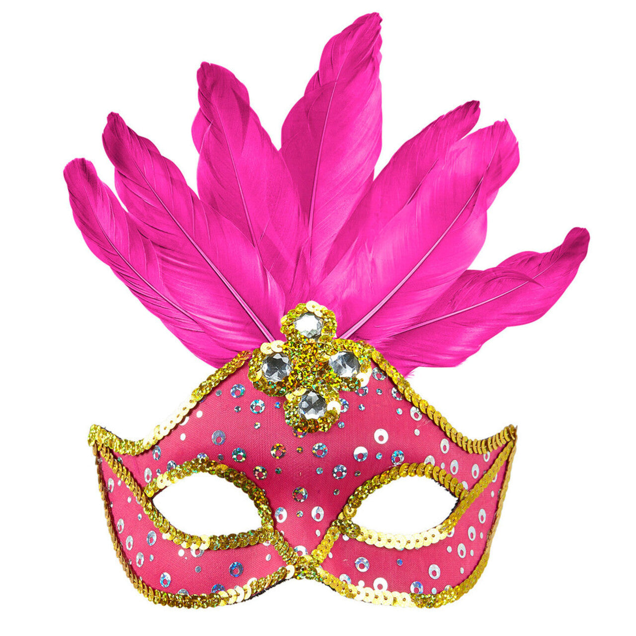 Op deze afbeelding zie je een Accessoires, van het merk Widmann. Samba Oogmasker Brazilie Met Veren En Parels, Neon Roze