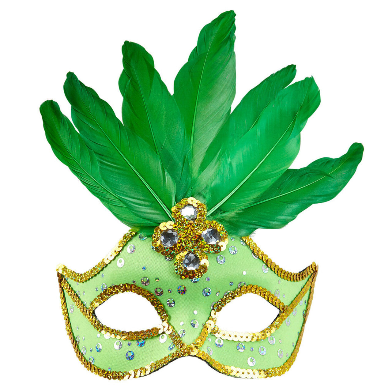 Op deze afbeelding zie je een Accessoires, van het merk Widmann. Samba Oogmasker Brazilie Met Veren En Parels, Neon Groen