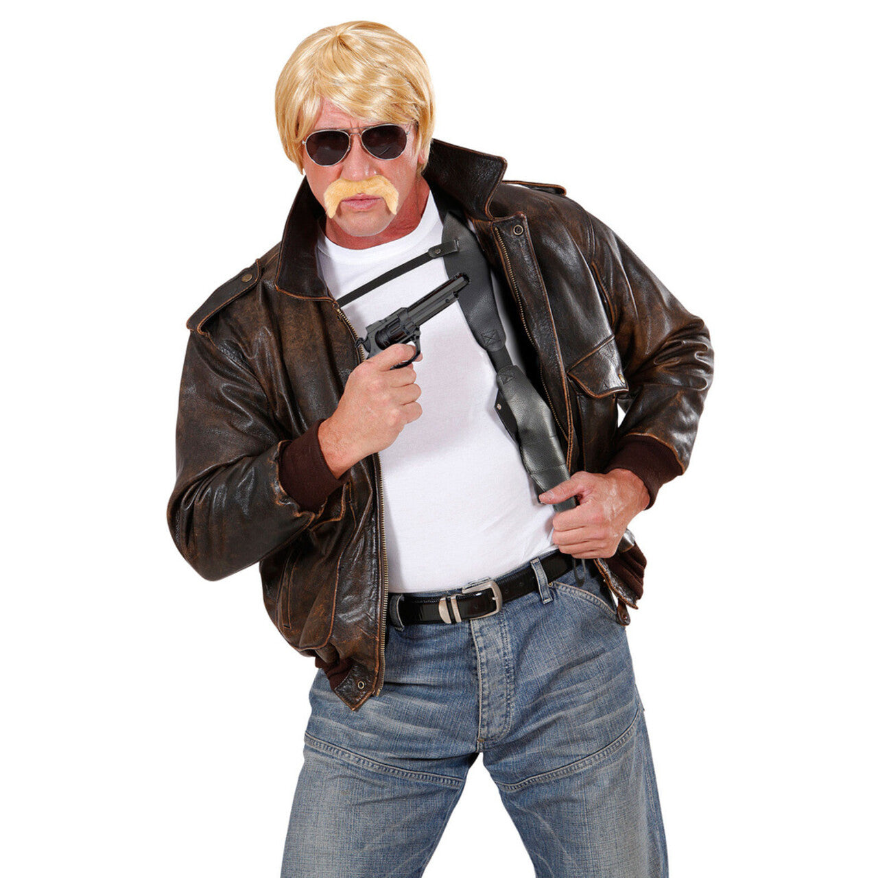 Op deze afbeelding zie je een Accessoires, van het merk Widmann. Detective Schouderholster Met Pistool