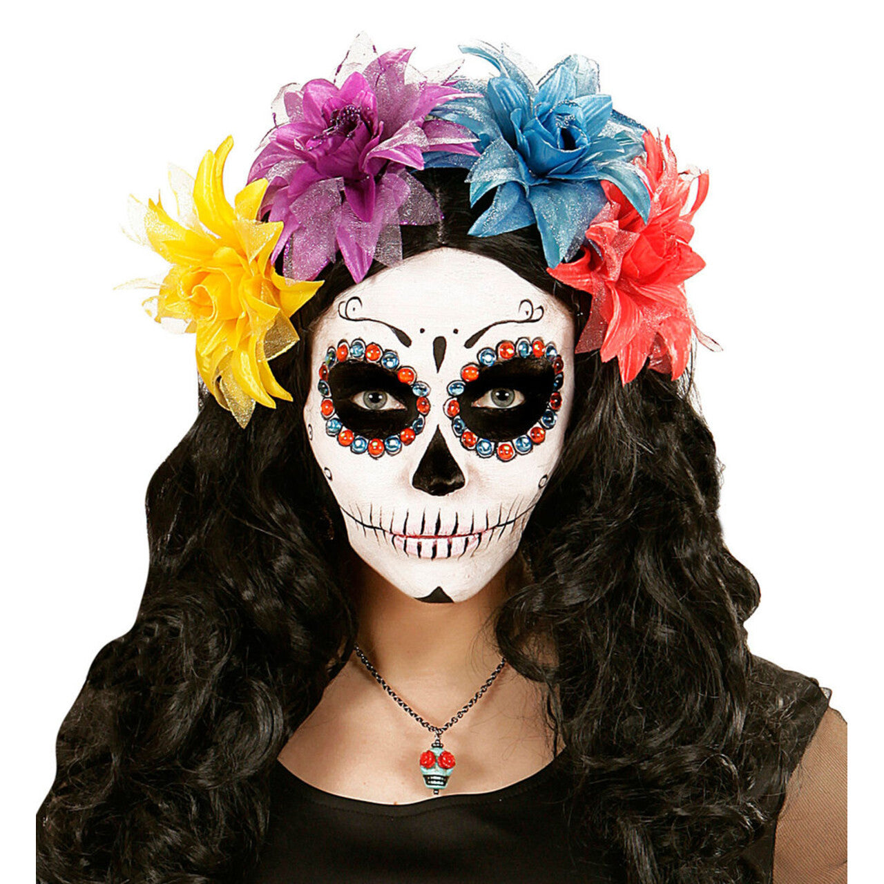 Op deze afbeelding zie je een Accessoires, van het merk Widmann. Tropische Haarclip Bloem Met Glitter, Rood