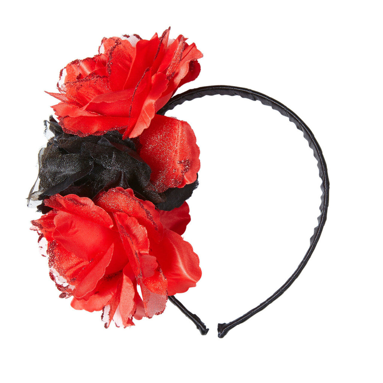 Op deze afbeelding zie je een Accessoires, van het merk Widmann. Flamenca Hoofdband Rood / Zwarte Roos Met Glitter