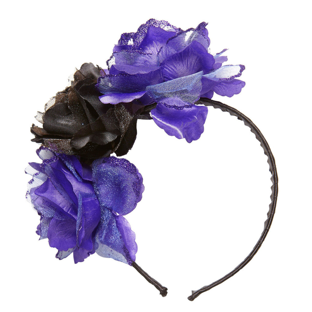 Op deze afbeelding zie je een Accessoires, van het merk Widmann. Flamenca Hoofdband Paars / Zwarte Roos Met Glitter