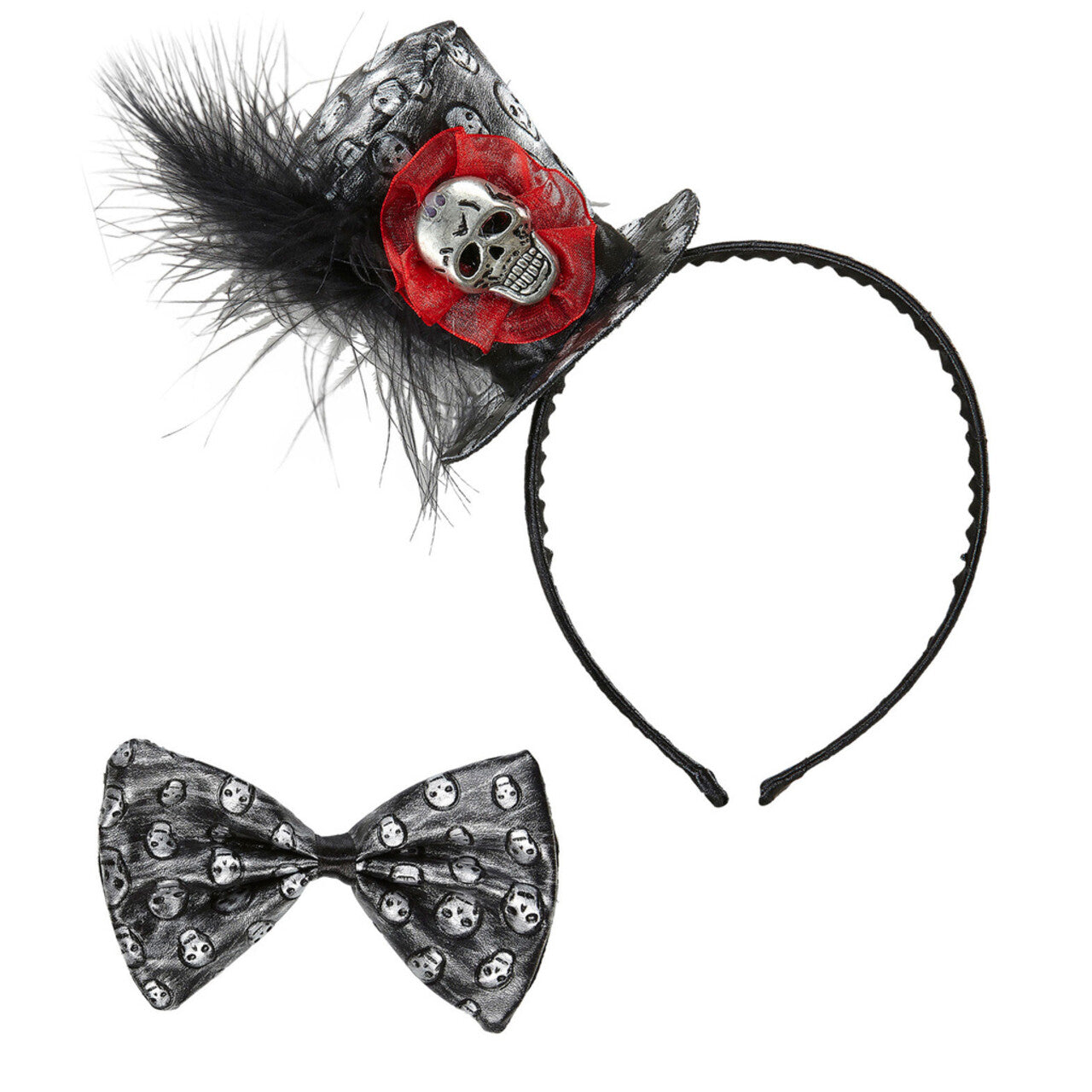 Op deze afbeelding zie je een Accessoires, van het merk Widmann. Halloween Hoofdband Met Minihoedje En Strikje Metallic