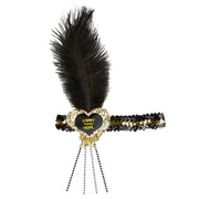 Op deze afbeelding zie je een Accessoires, van het merk Widmann. 20s Glitter Hoofdbandje Zwart / Goud Happy New Year Hartje