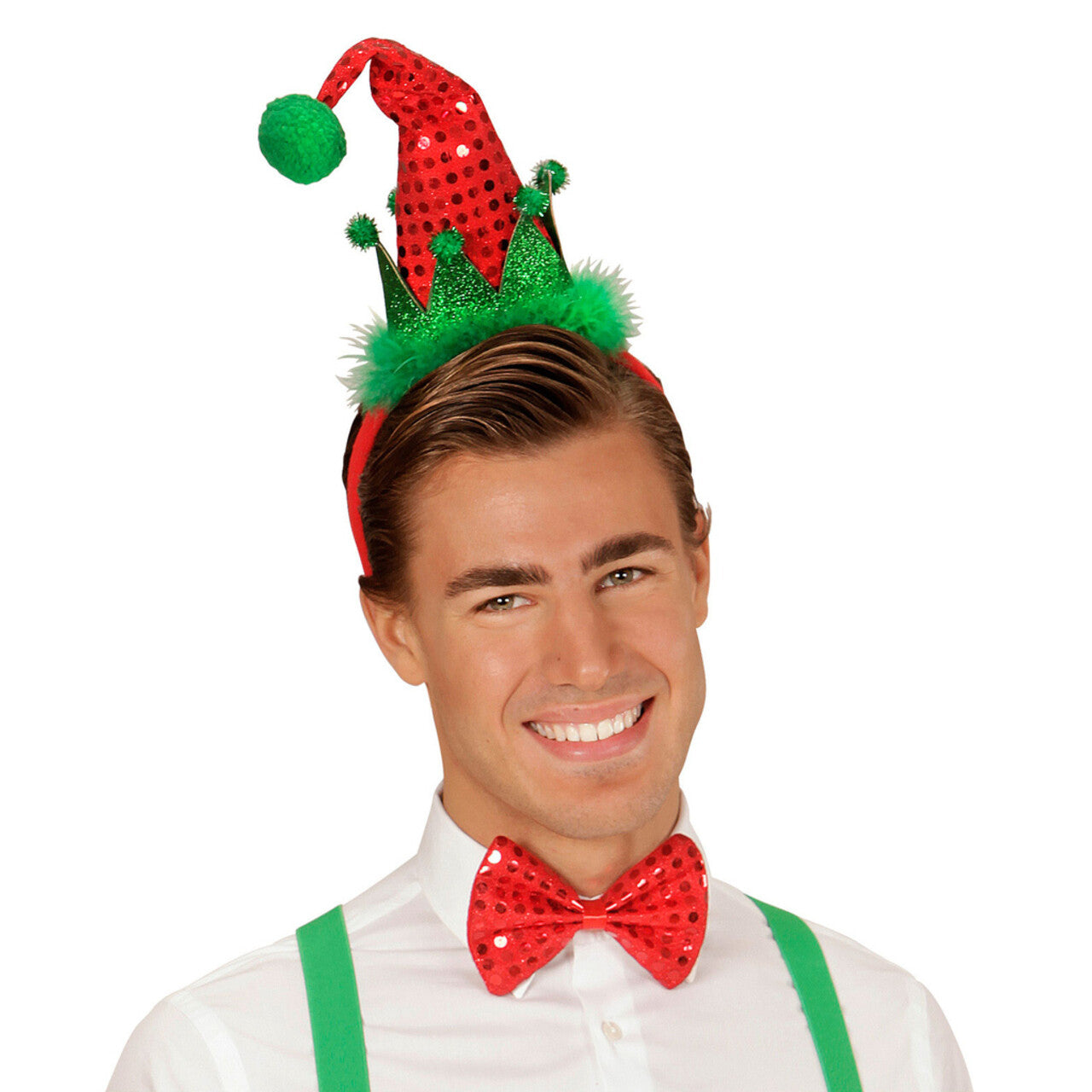 Op deze afbeelding zie je een Accessoires, van het merk Widmann. Grappige Kerst Mini Santa Mutsje Met Strikje, Pailletten