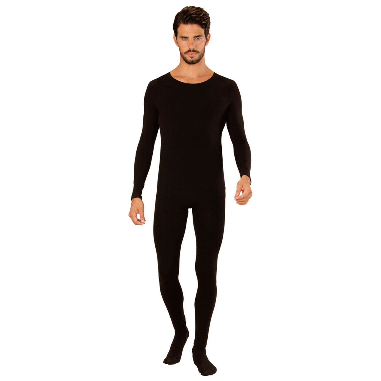 Op deze afbeelding zie je een Kostuums, van het merk Widmann. Unicolor Bodysuit Zwart Man Kostuum