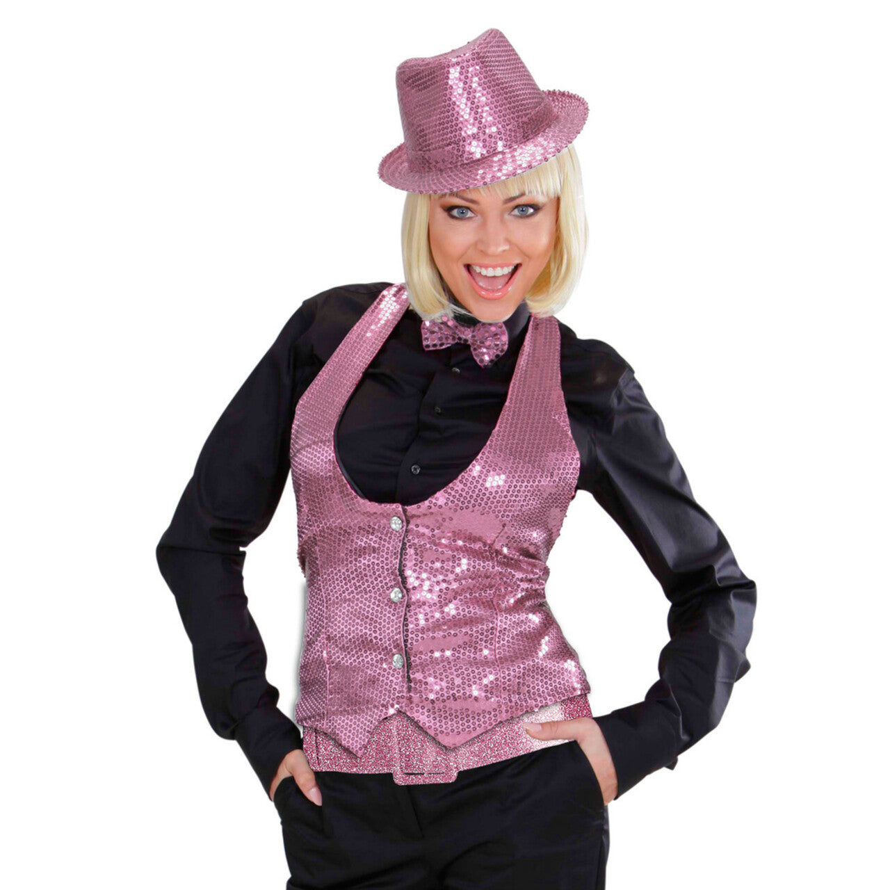 Op deze afbeelding zie je een Accessoires, van het merk Widmann. Glamour Riem Glitter 120 Centimeter, Roze