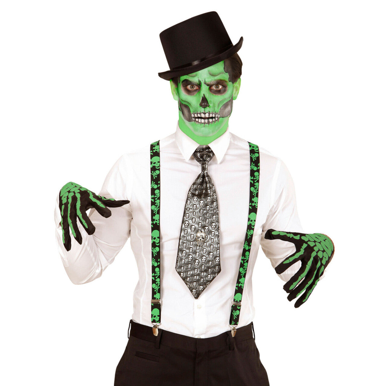 Op deze afbeelding zie je een Accessoires, van het merk Widmann. Halloween Bretels Giftige Schedels