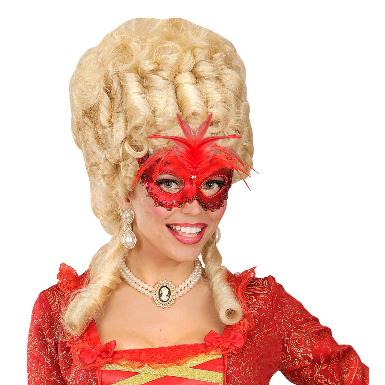 Op deze afbeelding zie je een Accessoires, van het merk Widmann. Koninklijk Oogmasker, Barones Metallic Rood