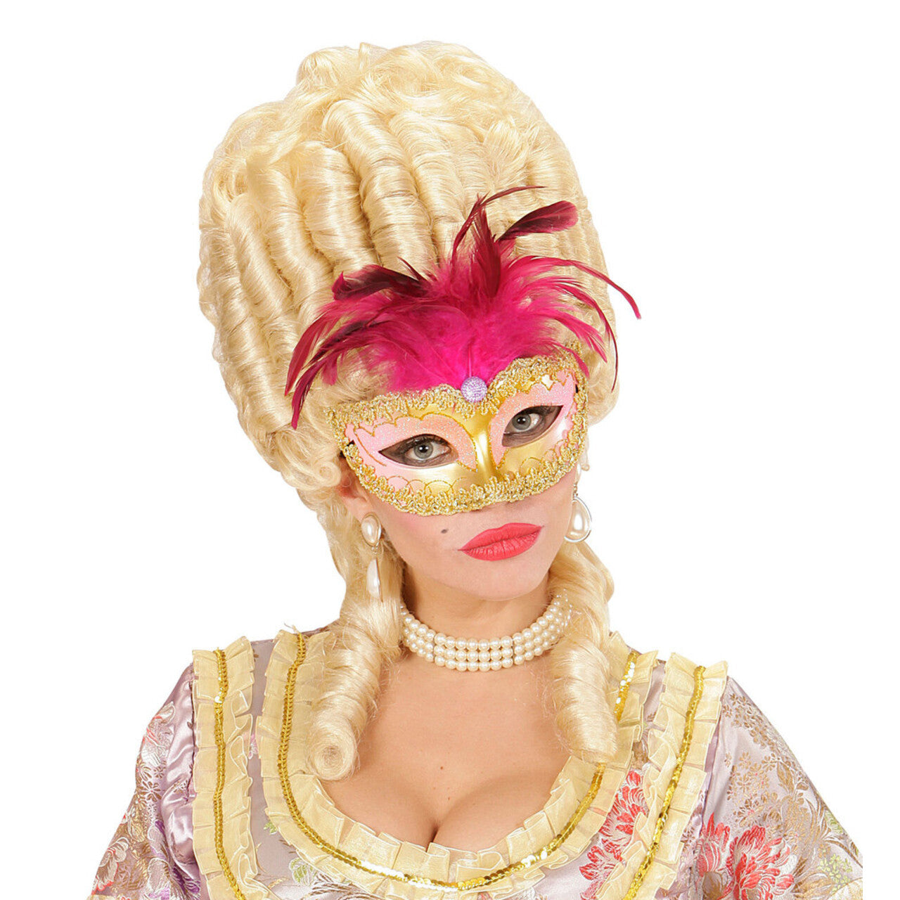 Op deze afbeelding zie je een Accessoires, van het merk Widmann. Oogmasker, Koninklijk Goud