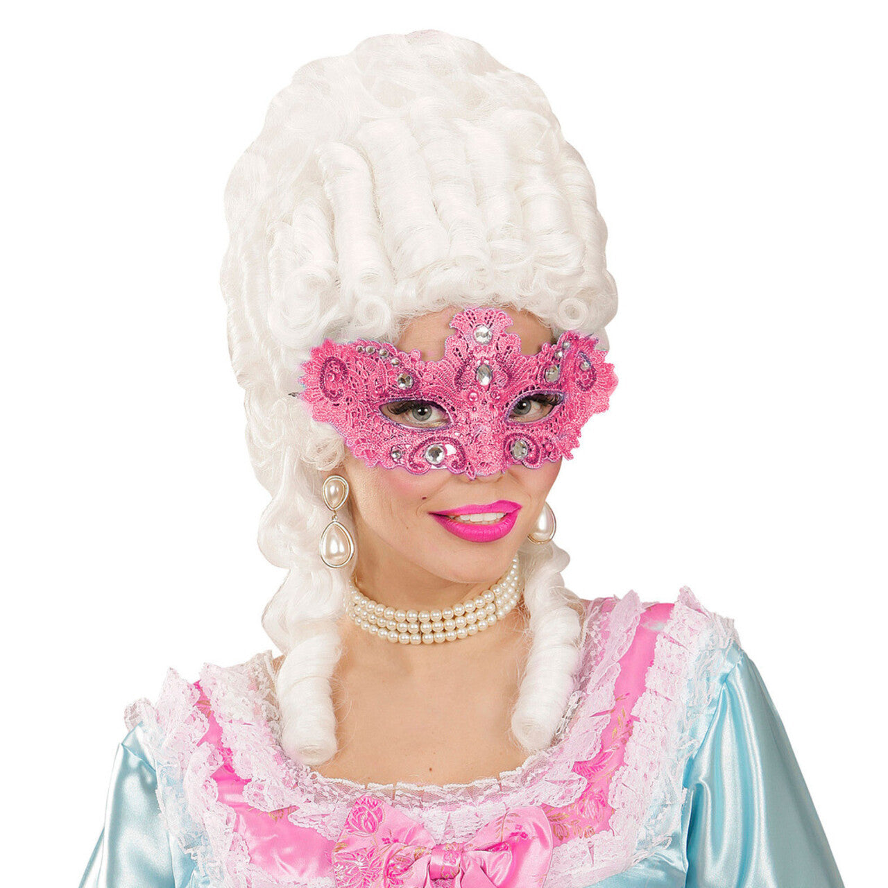 Op deze afbeelding zie je een Accessoires, van het merk Widmann. Carnaval Du Lac Oogmasker, Adelijk Roze Met Glitters En Stenen