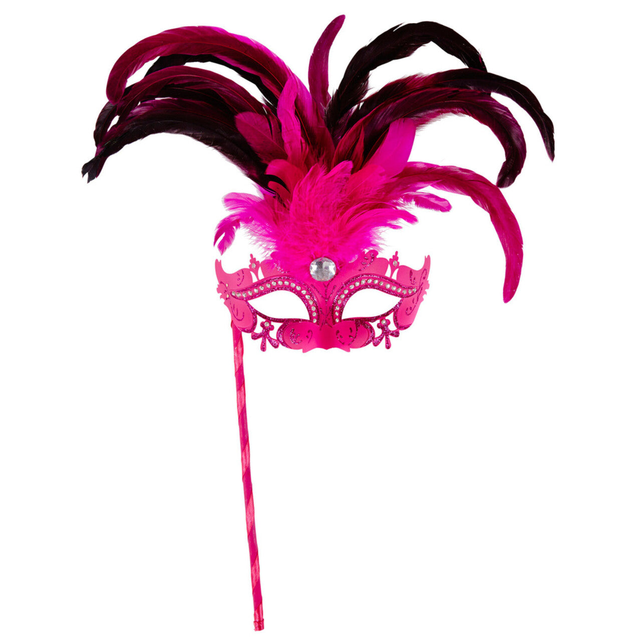 Op deze afbeelding zie je een Accessoires, van het merk Widmann. Gedistingeerd Oogmasker Met Stokje, Roze Luxe Versie