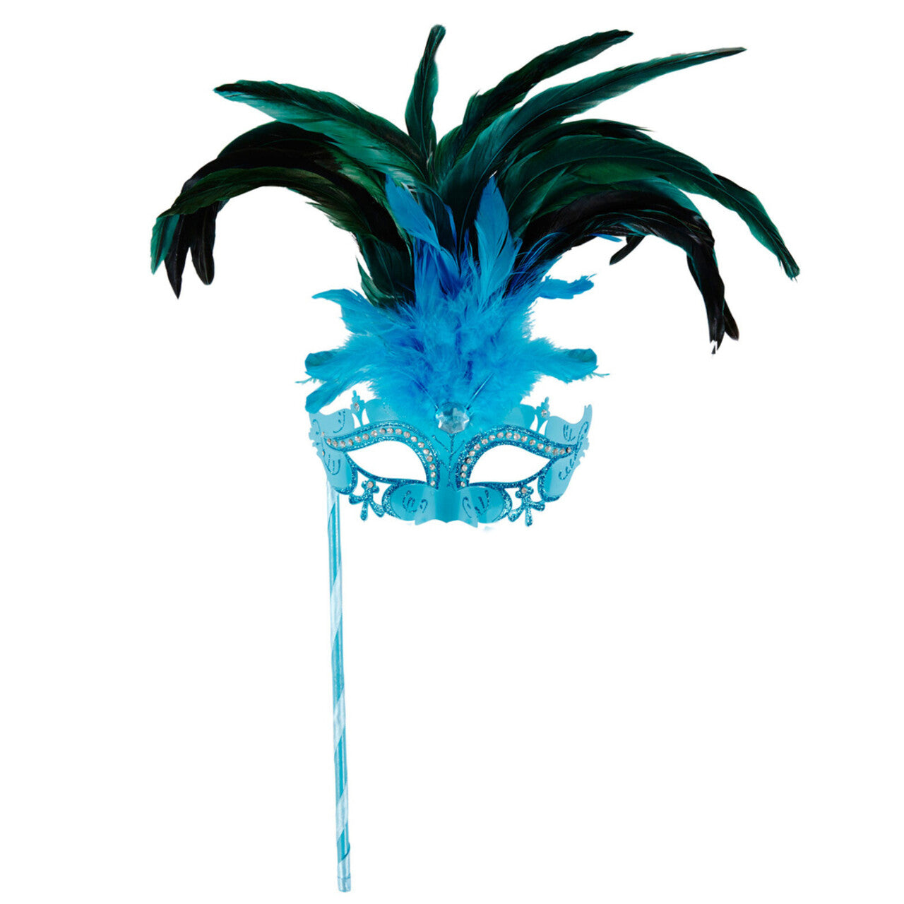 Op deze afbeelding zie je een Accessoires, van het merk Widmann. Gedistingeerd Oogmasker Met Stokje, Azuur Luxe Versie