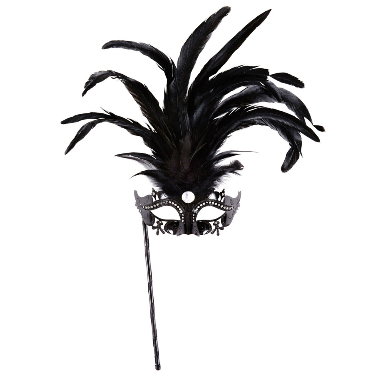 Op deze afbeelding zie je een Accessoires, van het merk Widmann. Gedistingeerd Oogmasker Met Stokje, Zwart Luxe Versie