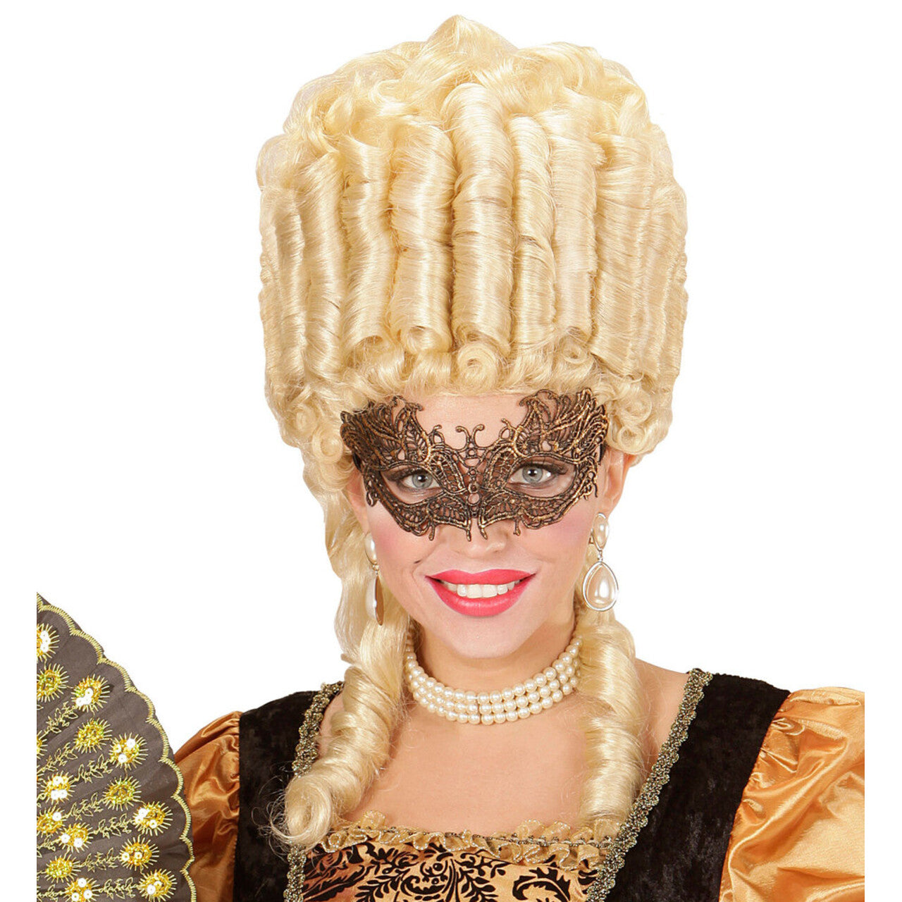 Op deze afbeelding zie je een Accessoires, van het merk Widmann. Fantasia Oogmasker Kant, Antiek Goud