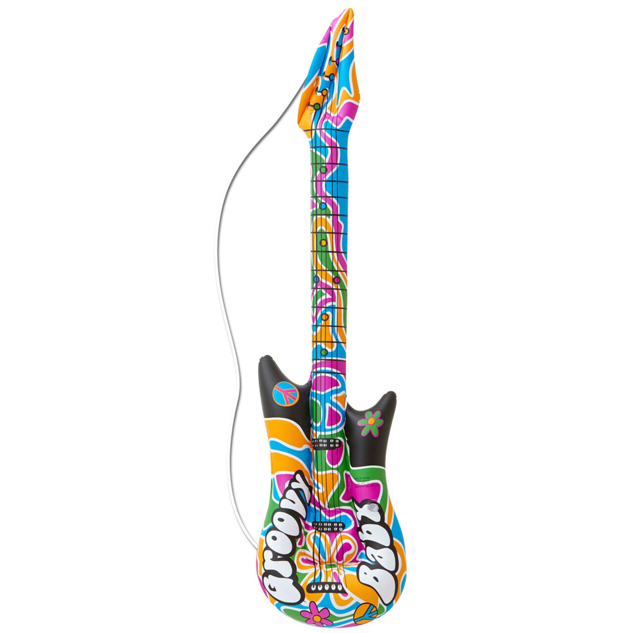 Op deze afbeelding zie je een Accessoires, van het merk Widmann. Hippie Opblaasbare Gitaar Groovy 105 Centimeter