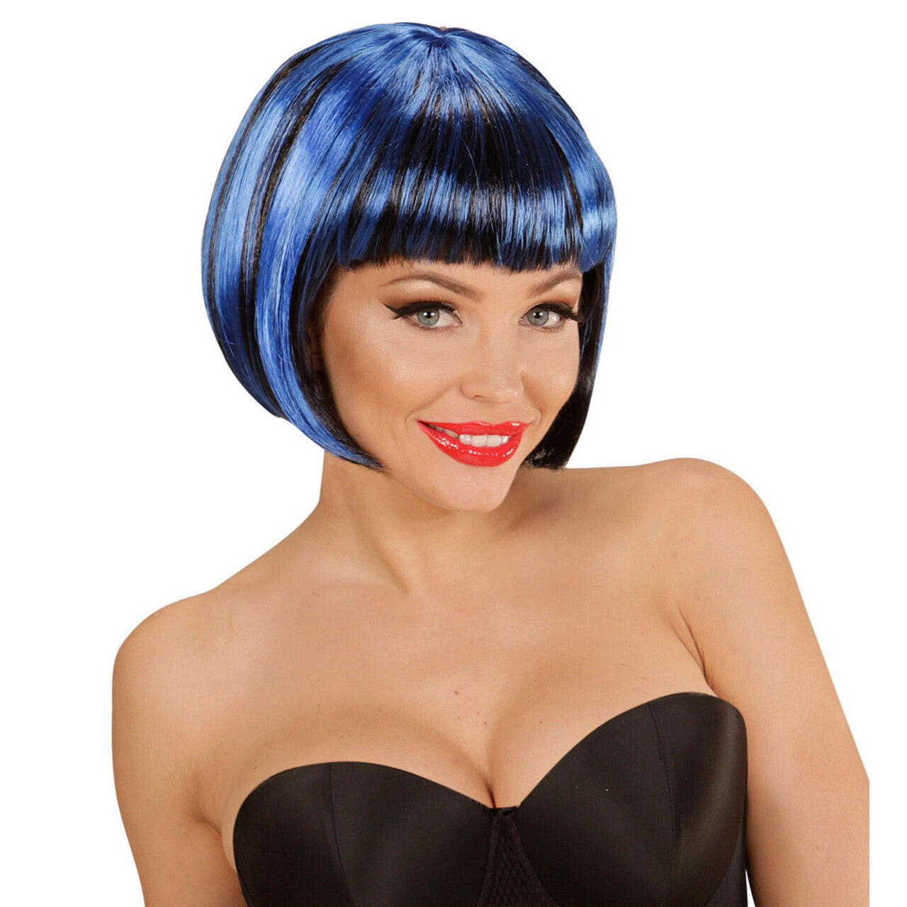 Op deze afbeelding zie je een Accessoires, van het merk Widmann. Emo Pruik, Streaks Zwart / Blauw