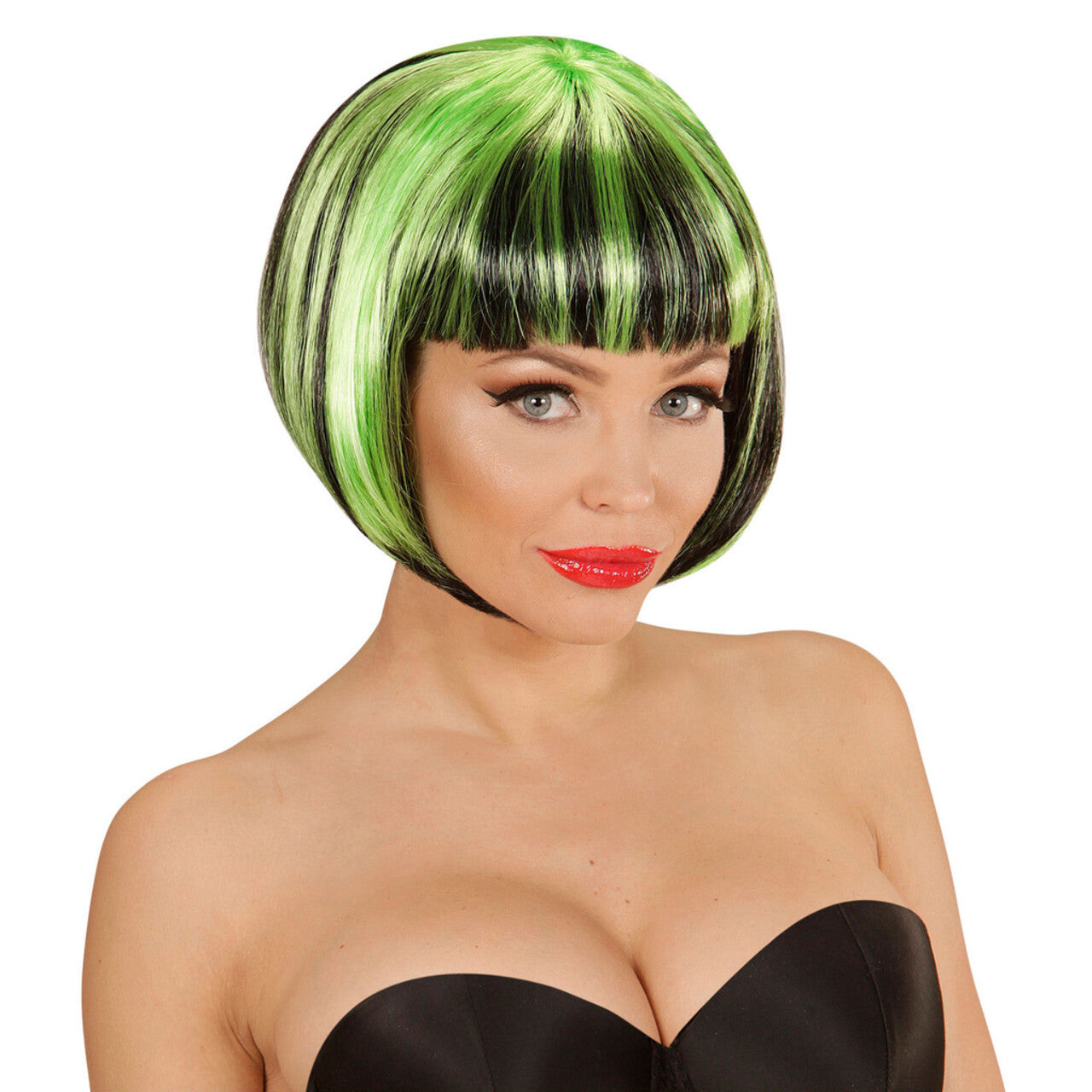 Op deze afbeelding zie je een Accessoires, van het merk Widmann. Emo Pruik, Streaks Zwart / Groen