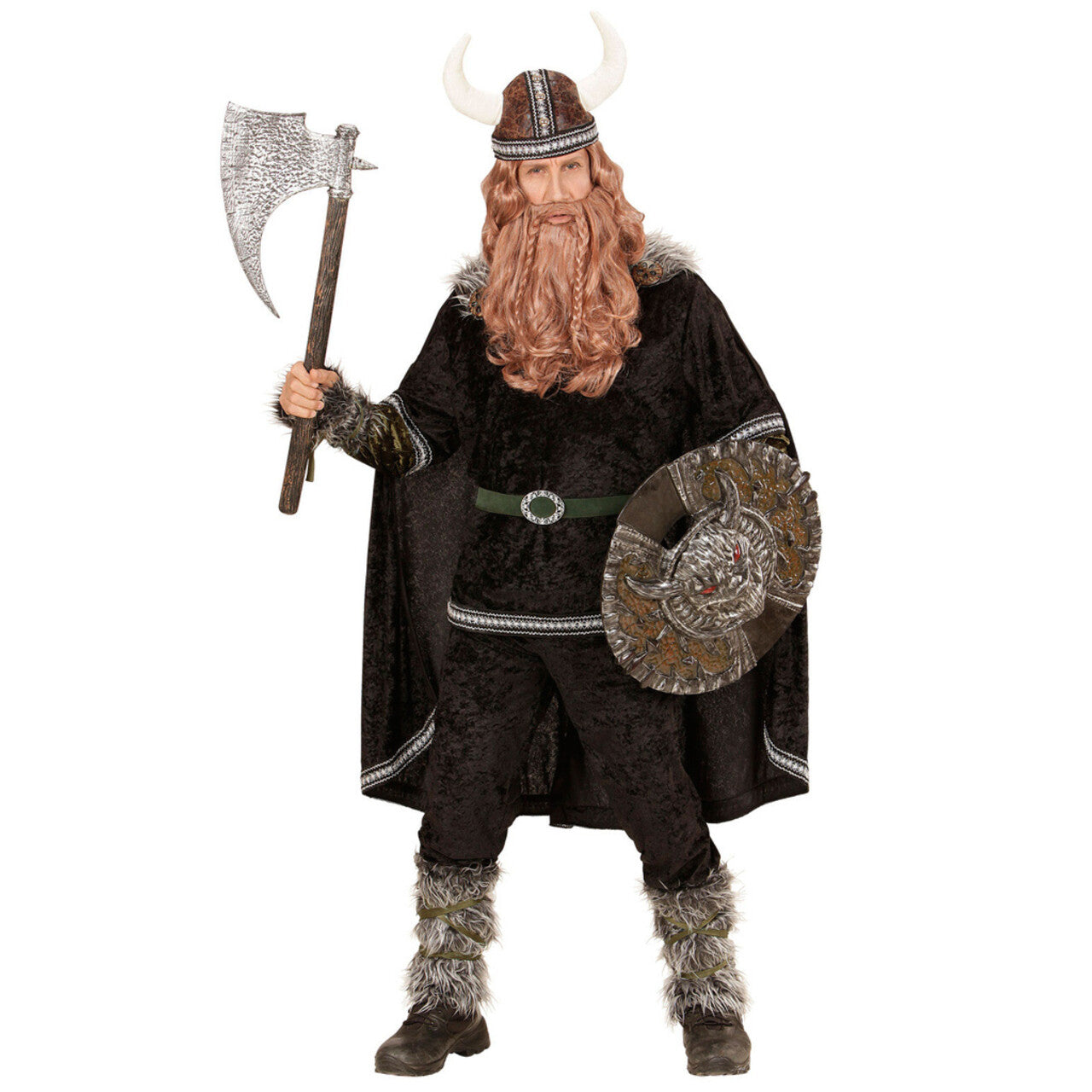 Op deze afbeelding zie je een Kostuums, van het merk Widmann. Zwart Ivar De Viking Man Kostuum