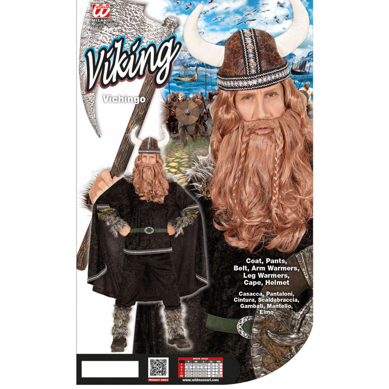 Op deze afbeelding zie je een Kostuums, van het merk Widmann. Zwart Ivar De Viking Man Kostuum