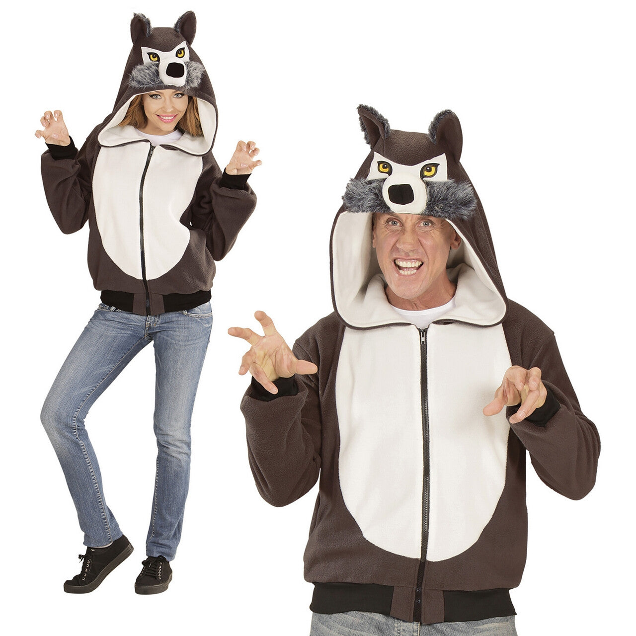 Op deze afbeelding zie je een Kostuums, van het merk Widmann. Cute Hoodie, Wolf Kostuum