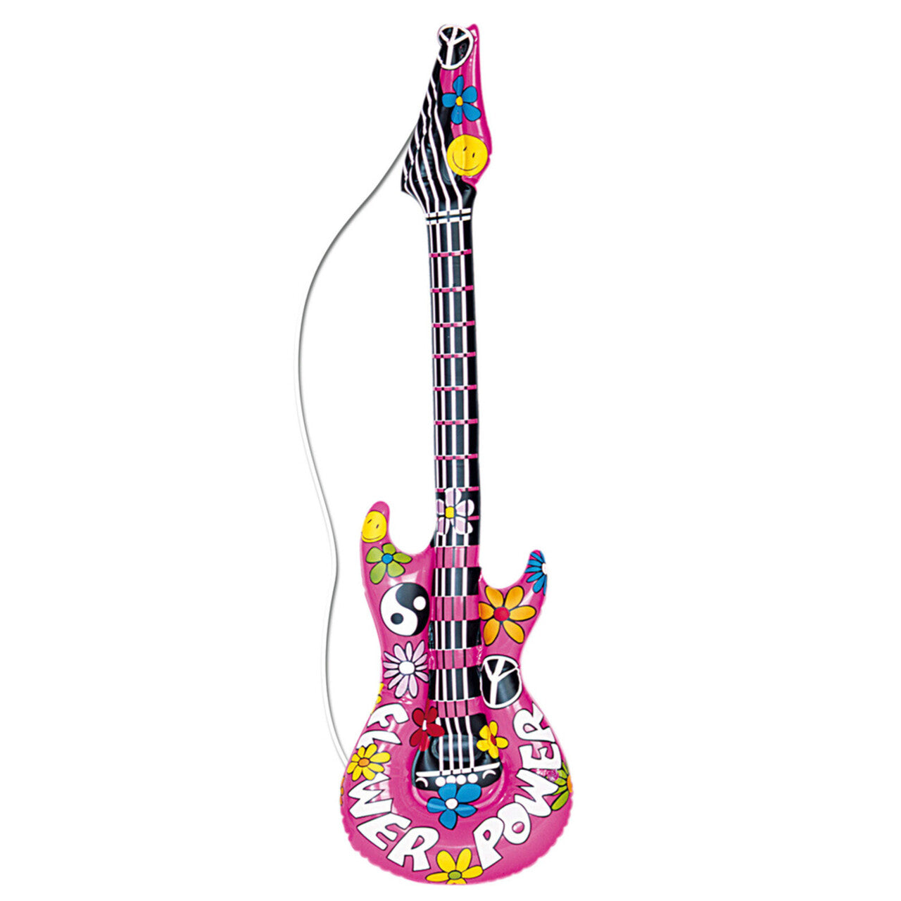 Op deze afbeelding zie je een Accessoires, van het merk Widmann. Grappige Opblaasbare Gitaar Hippie 105 Centimeter