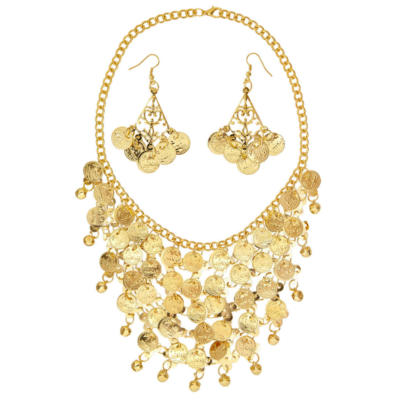 Op deze afbeelding zie je een Accessoires, van het merk Widmann. Arabische Ketting Met Oorbellen Gouden Muntjes